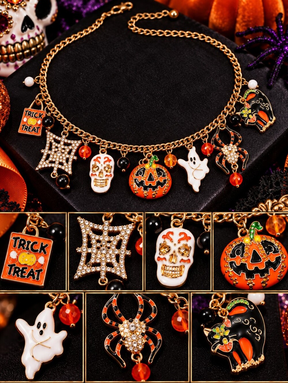 BETSEY JOHNSON CONFETTI HALLOWEEN NECKLACE - Picture 3 of 4
